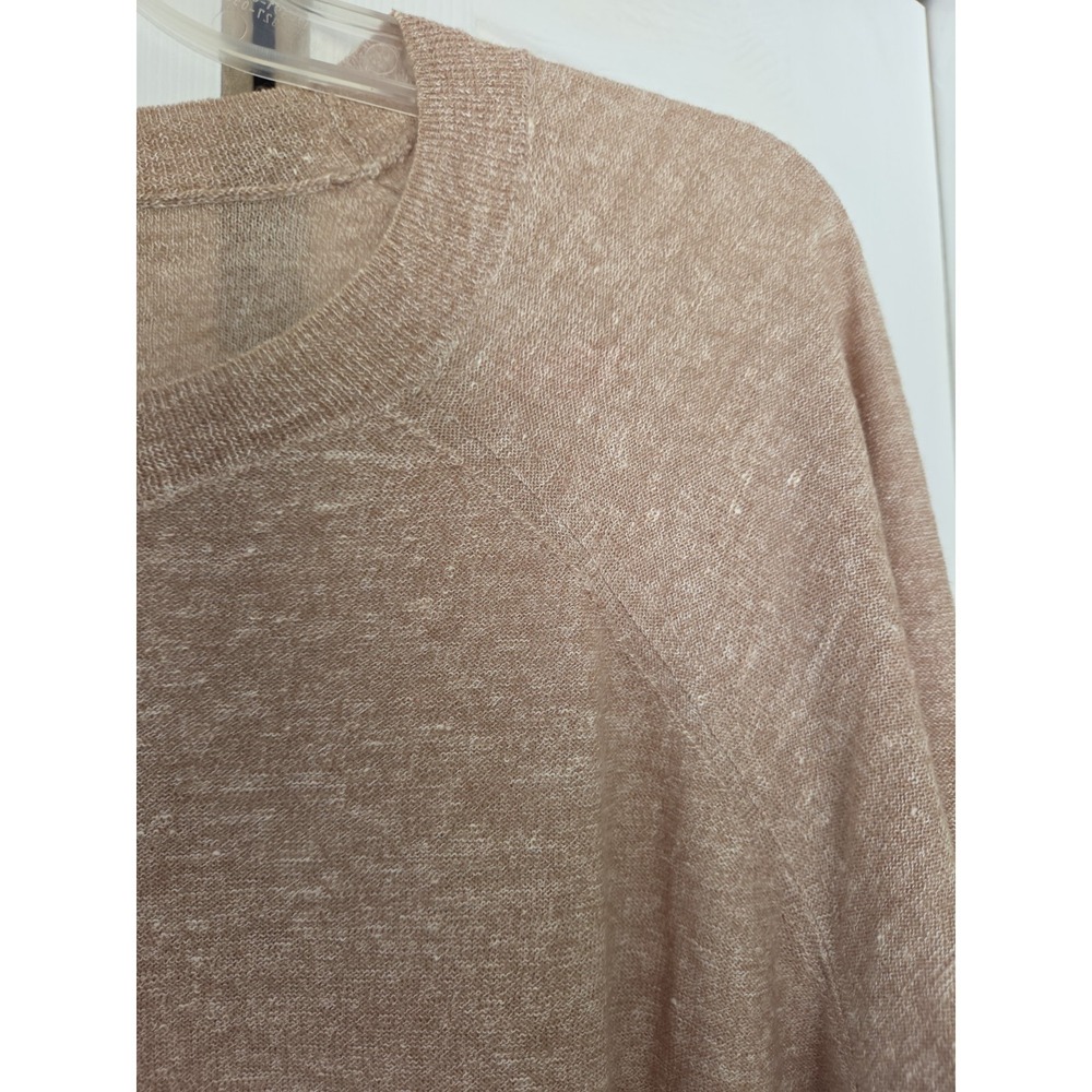 J. Crew Lightweight Linen/Merino Sweater Tan/Brown Crew Neck, XL - Picture 3 of 7